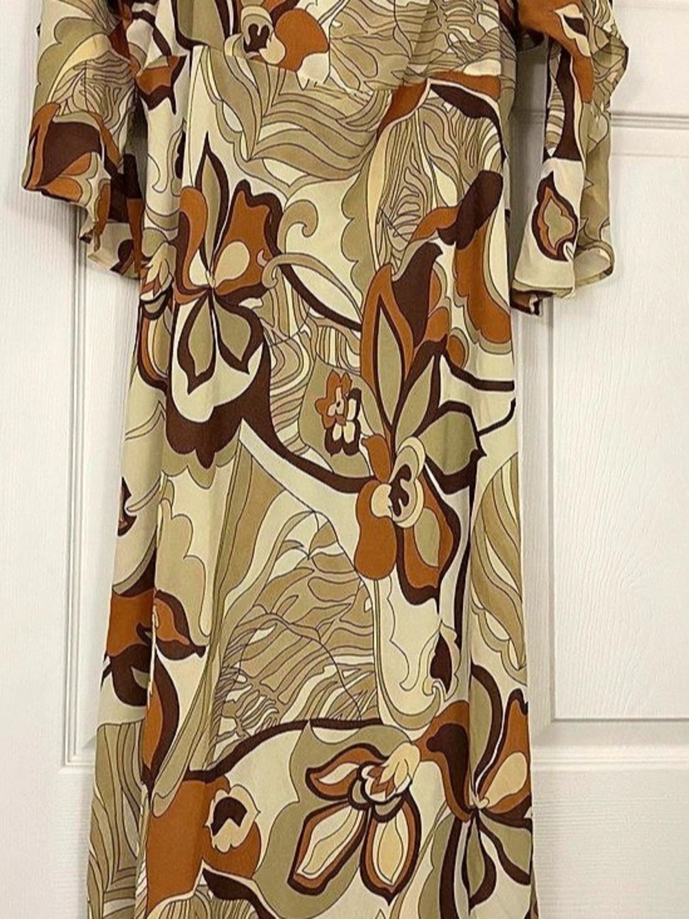 Ashley Stewart Floral Midi Dress in Brown & Cream Like New